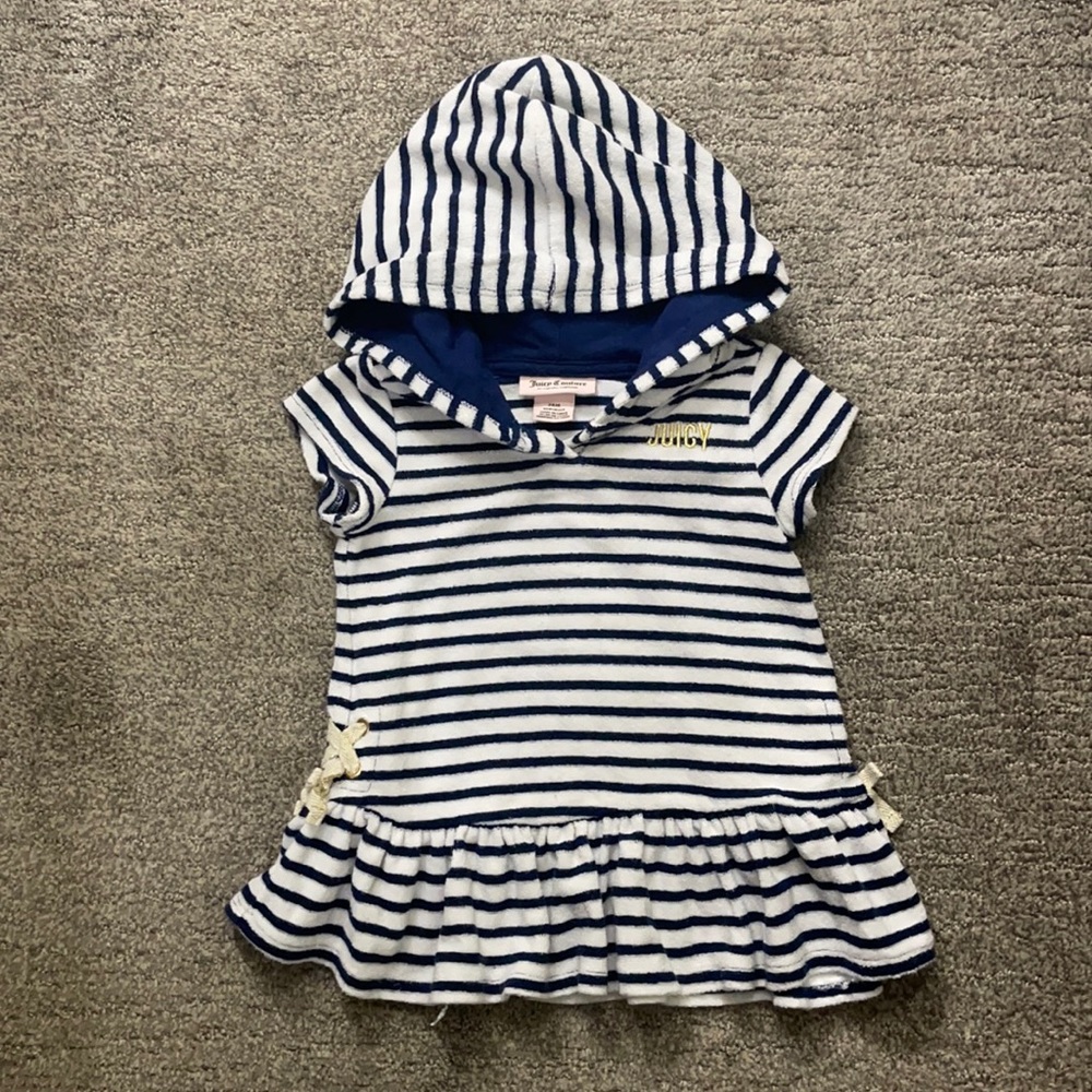 🥰 2/$20 Juicy Couture Baby Girl Blue Striped Swim Cover - Picture 1 of 4